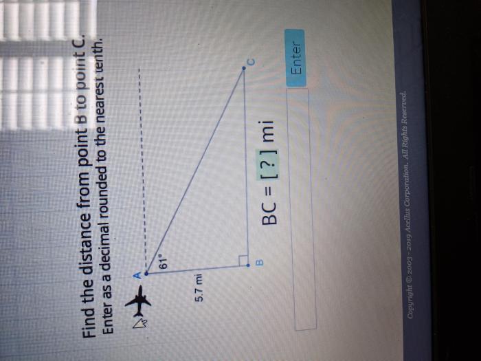 Distance from point a to point b