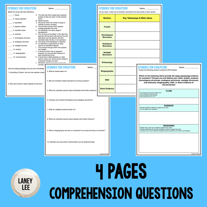 Evidence of evolution webquest answer key