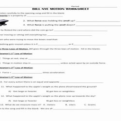 Bill nye motion worksheet answers pdf
